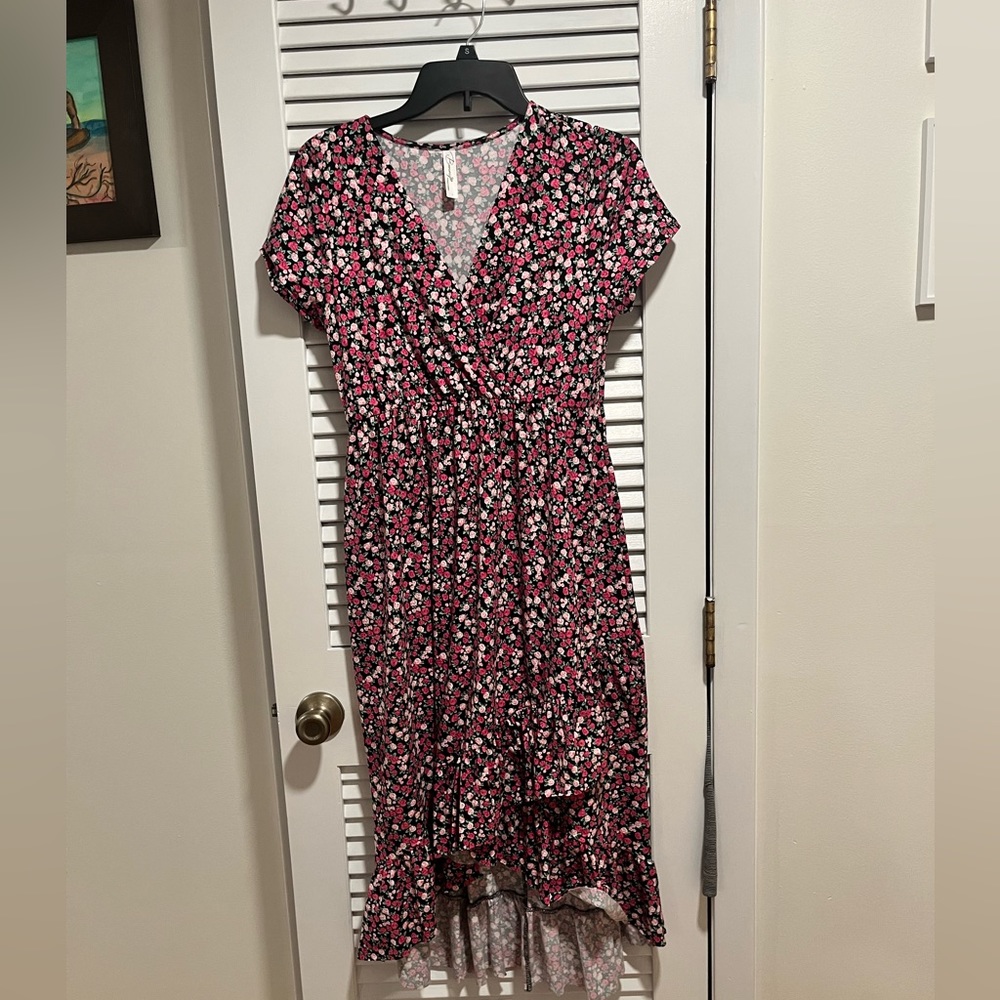 Mother Bee Maternity Rose Shortsleeve Faux Wrap Dress